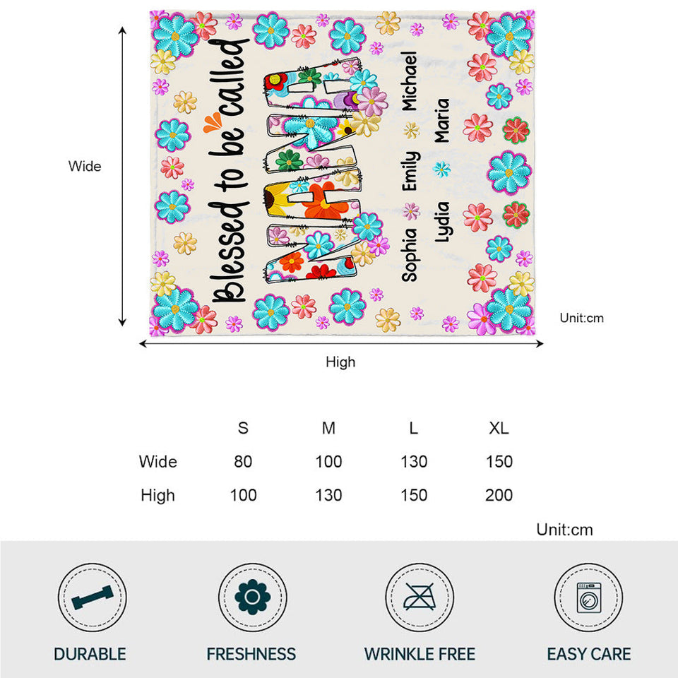 Blessed To Be Called Nana Floral Style - Personalized Grandma Blanket