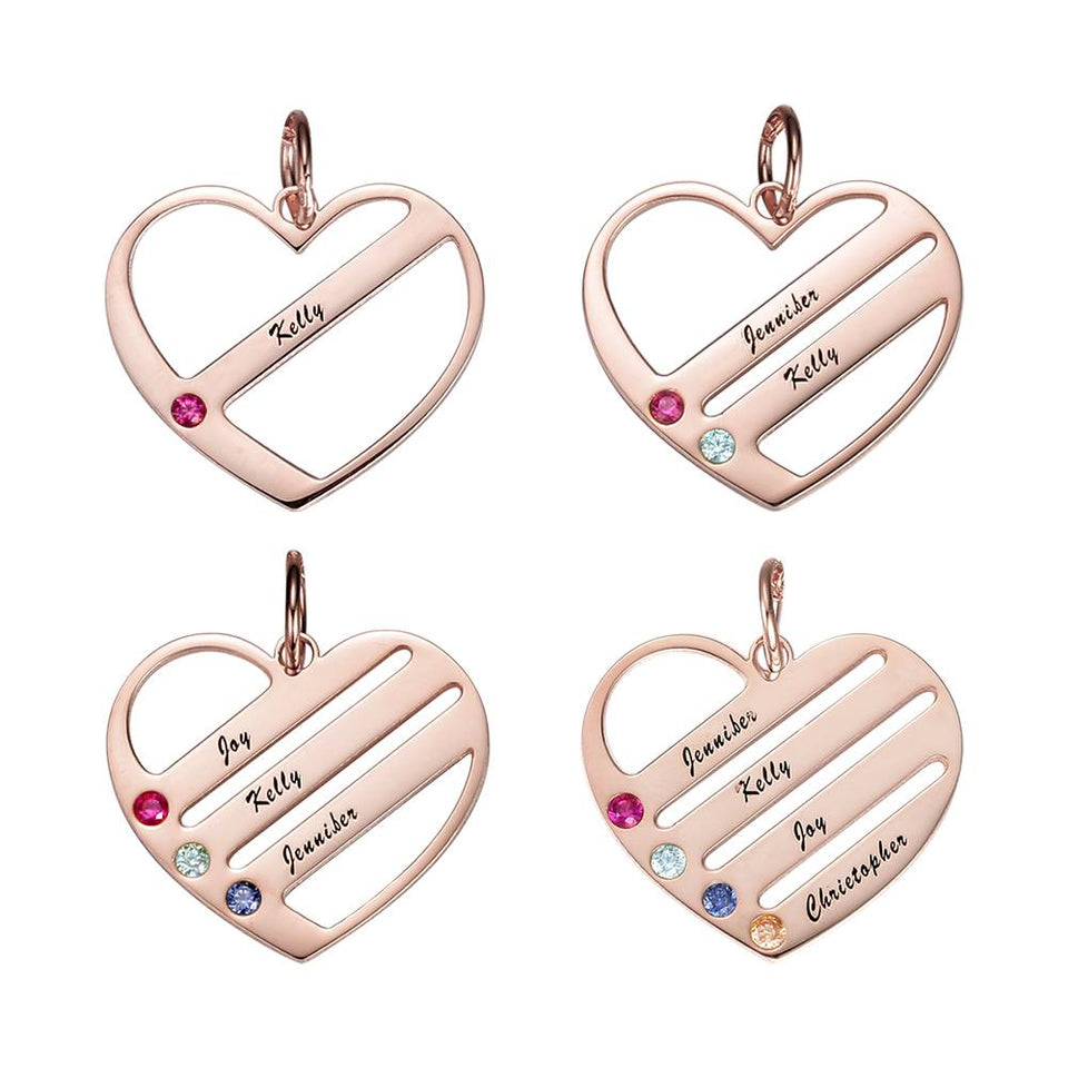 This Is Us - Personalized Family S925 Silver Birthstone Heart Name Necklace