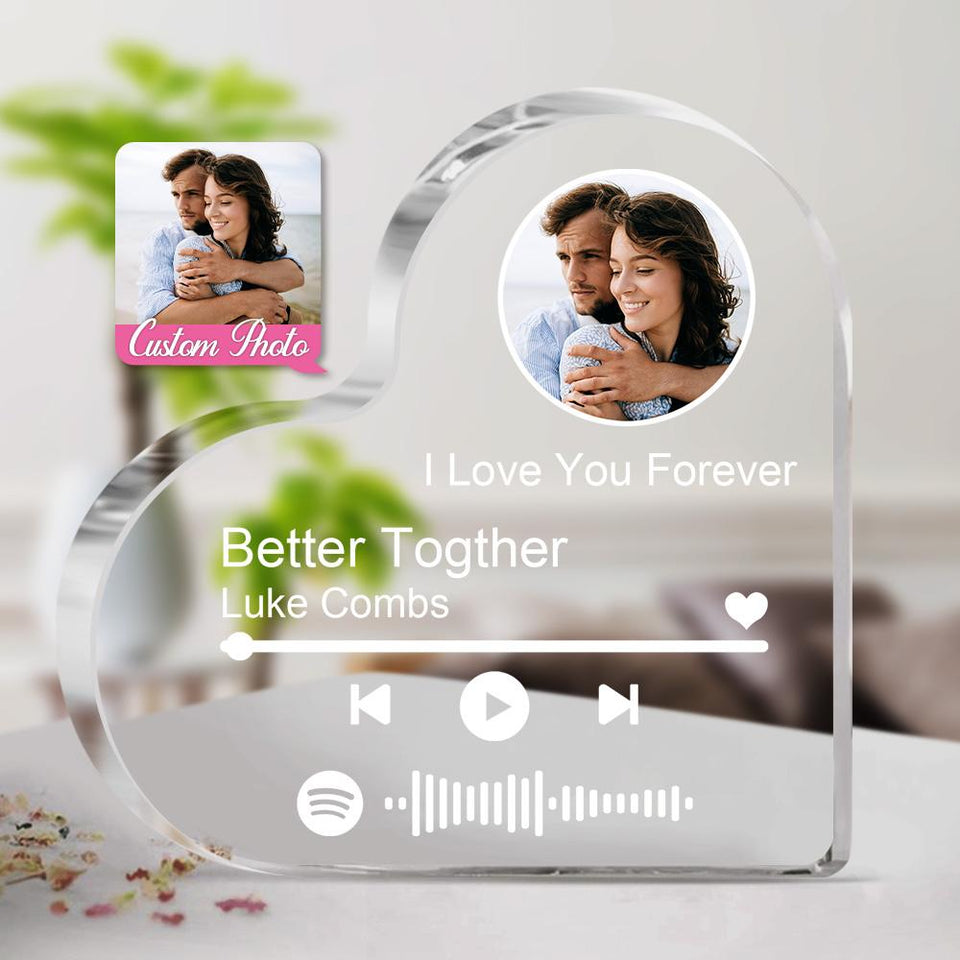 Music Code Song Photo Custom Heart - Personalized Couple Music Code Heart Plaque