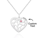 Our Family - Personalized Family Name Heart Pendant Necklace with Birthstone