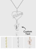 Heart Baby Feet Charm - Personalized Newborn Necklace
