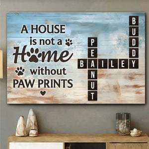 Home With Paw Prints Pet Crossword Puzzle Art - Personalized Dog Canvas And Poster