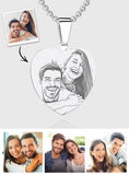 Personalized Women's Heart Photo Engraved Tag Necklace