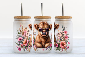 Cute Baby Highland Cows Highland Cow Can Glass 0624