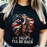 Trump Riding a Horse with The American Flag T-shirt & Hoodie 0924