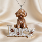 Pet Mom Gift, Dog Lover Gift - Personalized Dog Shaped Metal Pendant Necklace