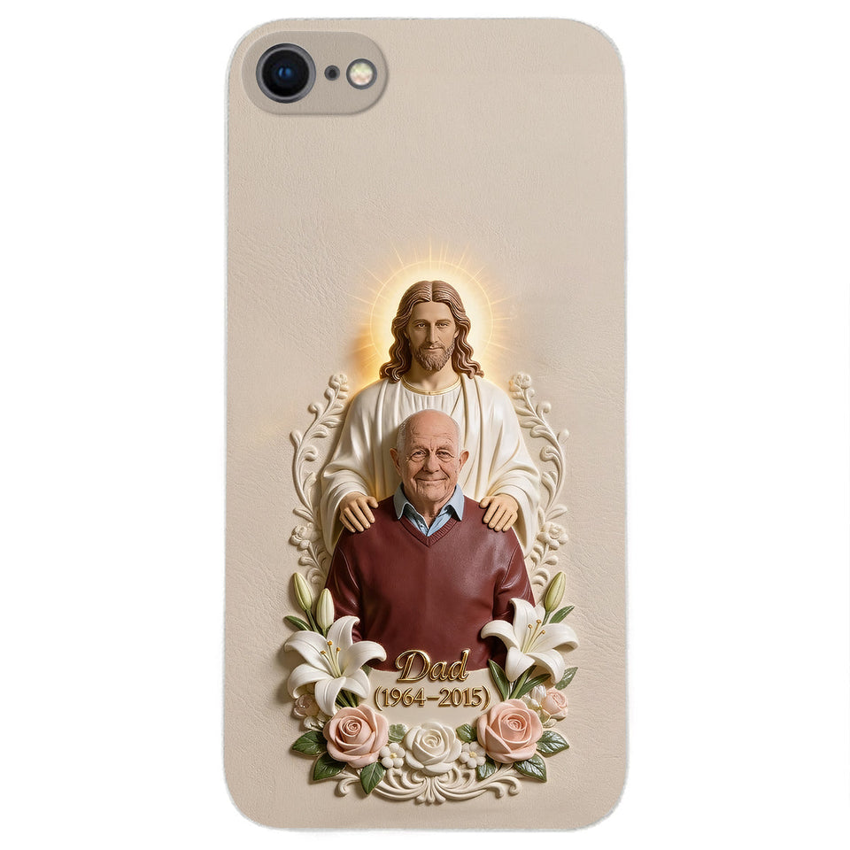 Memorial Gift Idea, Gift for Lost of Loved Ones - Personalized Memorial 3D Embossed Leather Phone Case