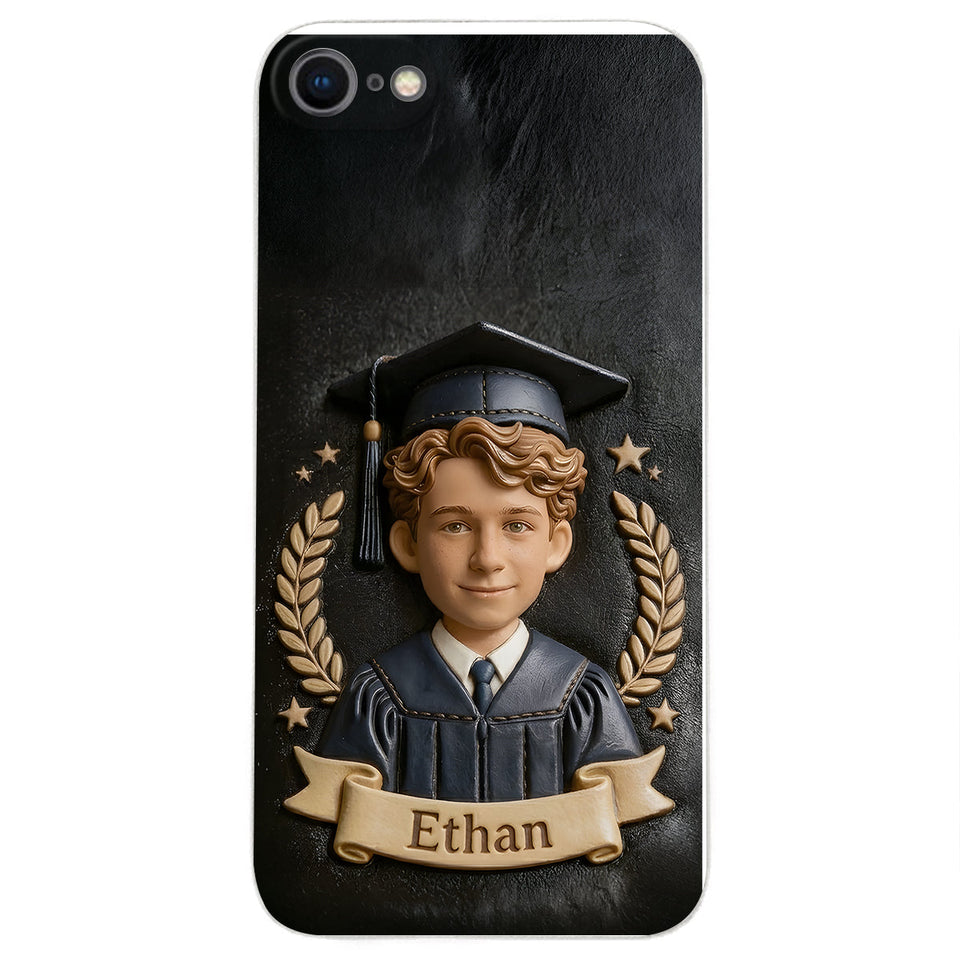 Graduation Gift - Personalized Graduation 3D Embossed Leather Phone Case