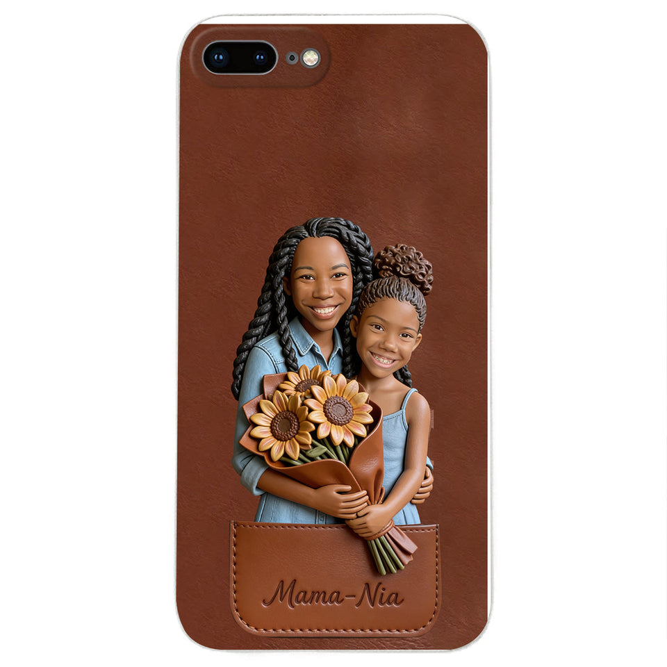 I Love You - Personalized Mother 3D Embossed Leather Phone Case