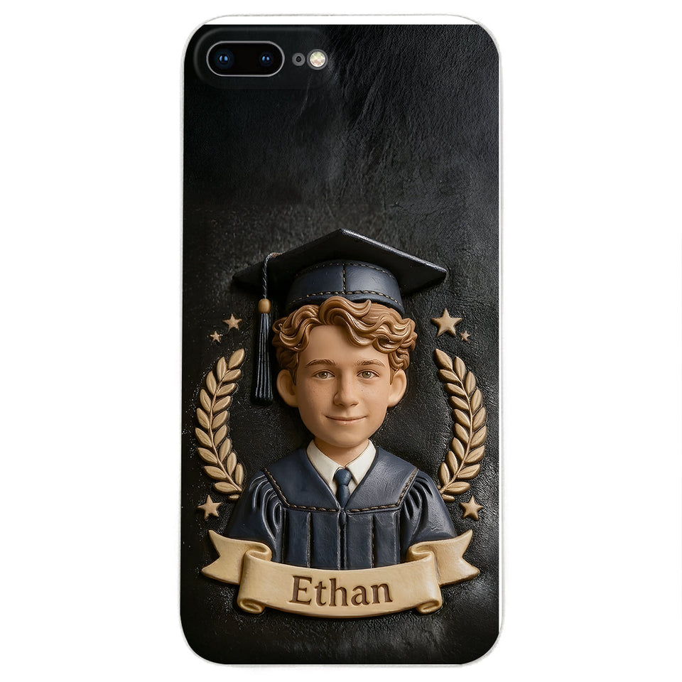 Graduation Gift - Personalized Graduation 3D Embossed Leather Phone Case