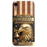 250th Anniversary - Personalized Bald Eagle Leather Phone Case