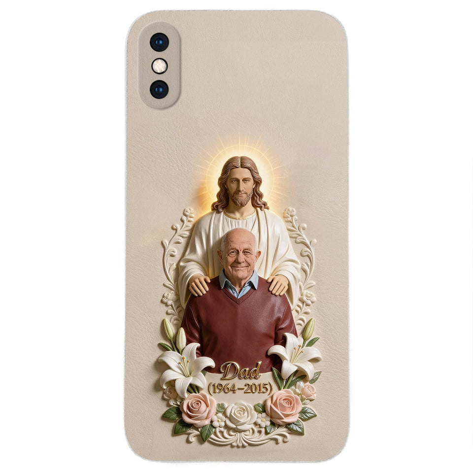 Memorial Gift Idea, Gift for Lost of Loved Ones - Personalized Memorial 3D Embossed Leather Phone Case