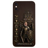 Put On The Full Amor Of God, Gift for Christians - Personalized Christian 3D Embossed Leather Phone Case