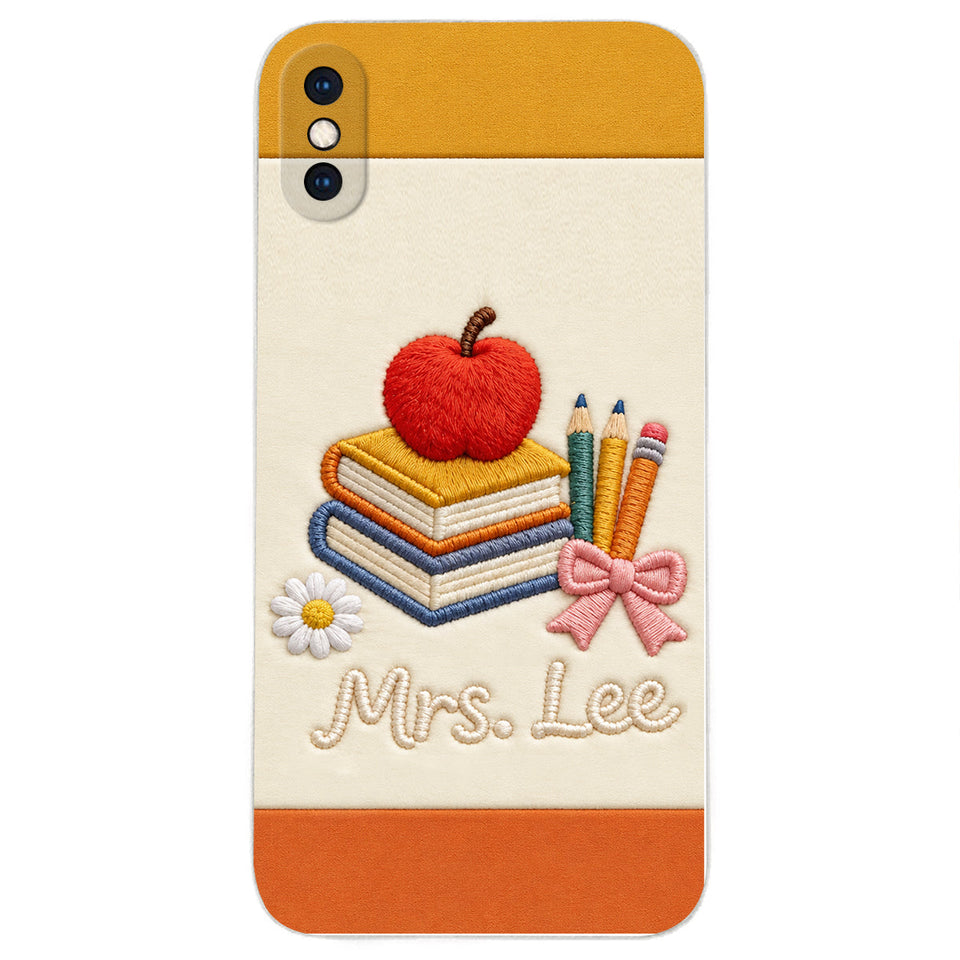 Teacher Gifts - Personalized Teacher 3D Embossed Leather Phone Case