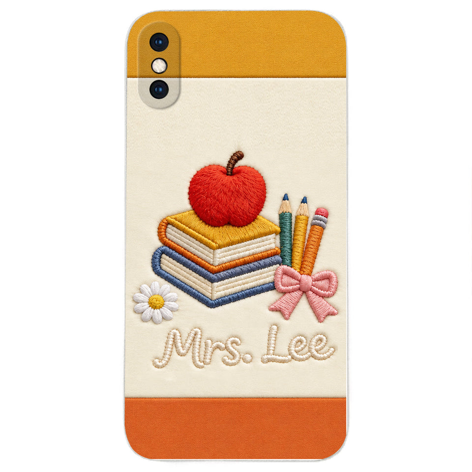 Teacher Gifts - Personalized Teacher 3D Embossed Leather Phone Case