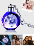 Custom Photo Octagon Crystal Led Light Keychain -  gift for anyone, cat lover, dog lover, who lost a loved one - Personalized Keychain