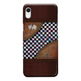 Racing Girl Leather Pattern Print Phone Case