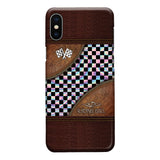 Racing Girl Leather Pattern Print Phone Case