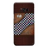 Racing Girl Leather Pattern Print Phone Case