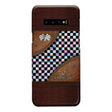 Racing Girl Leather Pattern Print Phone Case