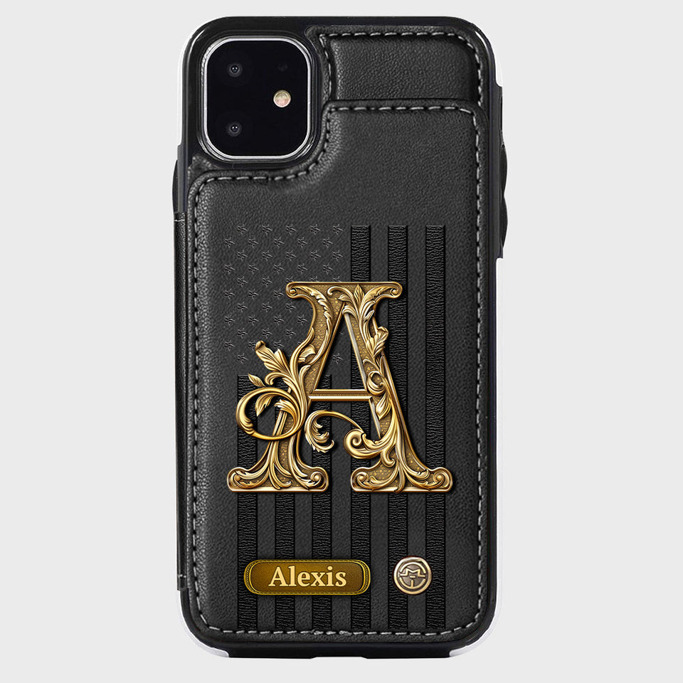Initial Gift For Him, Gift For Man,... - Personalized Wallet Phone Case