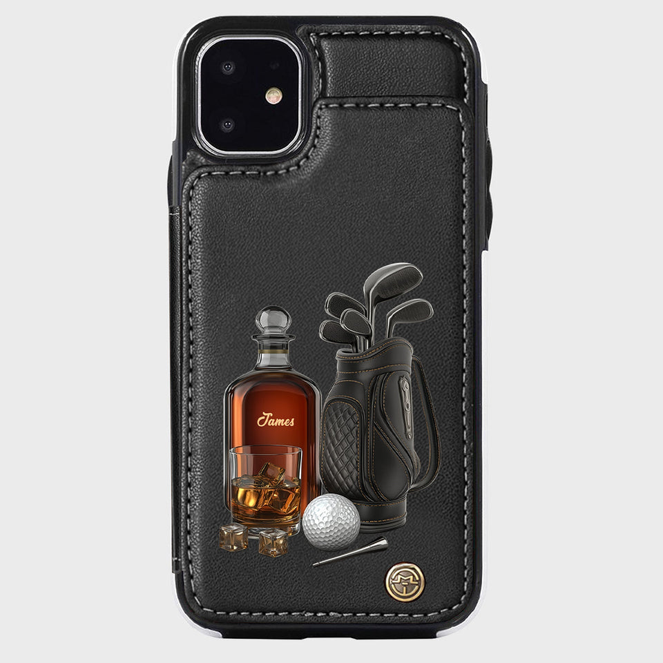 Whiskey & Golf - Personalized Golf Wallet Phone Case