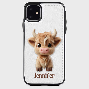 Cute Highland Cow - Personalized Highland Cow Foldable Wallet Phone Case