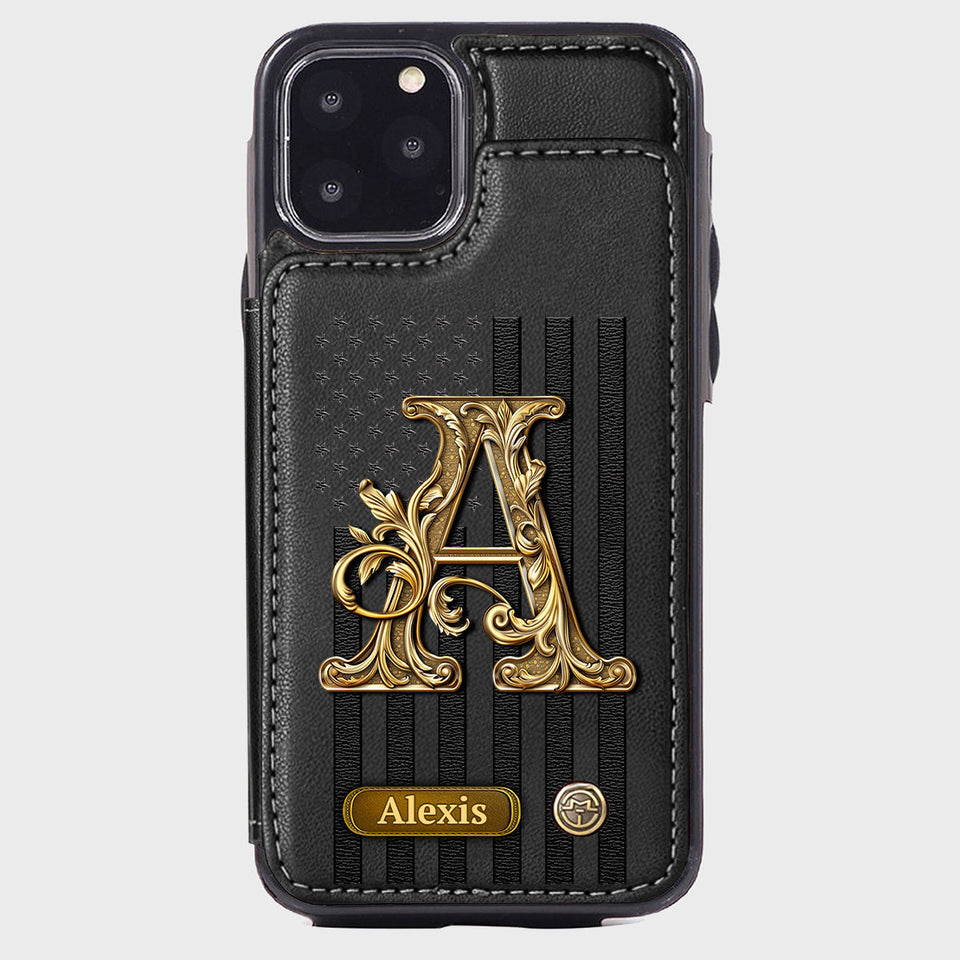 Initial Gift For Him, Gift For Man,... - Personalized Wallet Phone Case