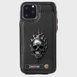 Fire Skull - Personalized Skull Wallet Phone Case