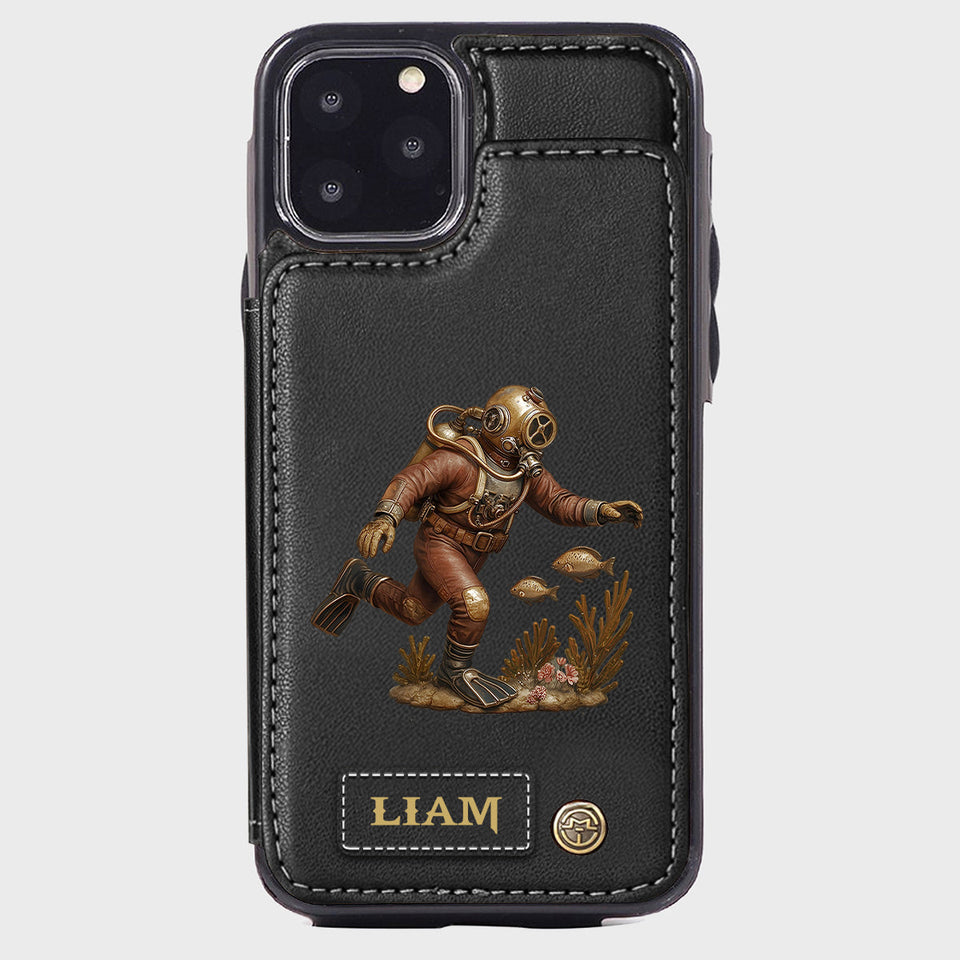 Scuba Diving Lovers Gift - Personalized Scuba Diving Wallet Phone Case