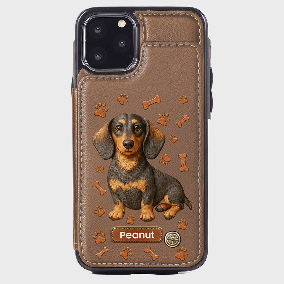 Love My Dog - Personalized Dachshund Wallet Phone Case