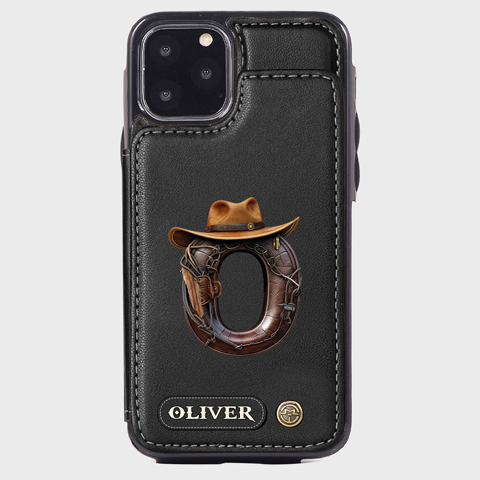 Western Style Name Initial Letter - Personalized Cowboy/Cowgirl Wallet Phone Case