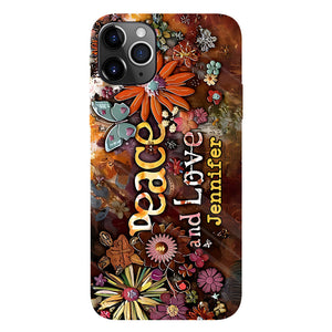 Peace And Love - Personalized Hippie Full Print Phone Case