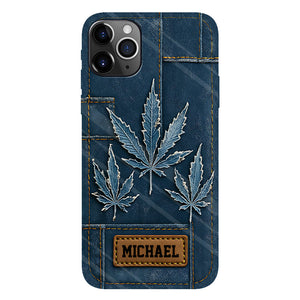 Distressed Denim Marijuanas - Personalized Weed Full Print Phone Case