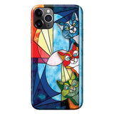Peeking Cats Stained Glass Pattern Print - Cat Phone Case
