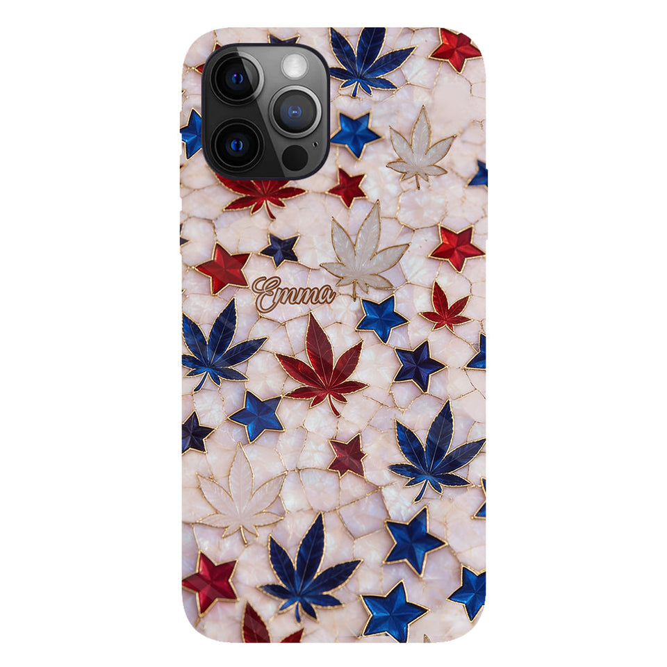 Red White Blue Magic Leaf - Personalized Weed Full Print Phone Case