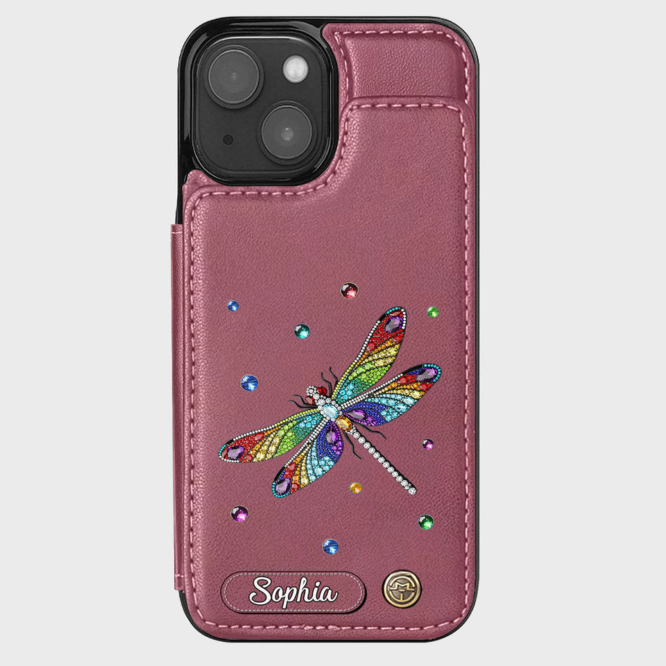 Beautiful Dragonfly - Personalized Dragonfly Wallet Phone Case