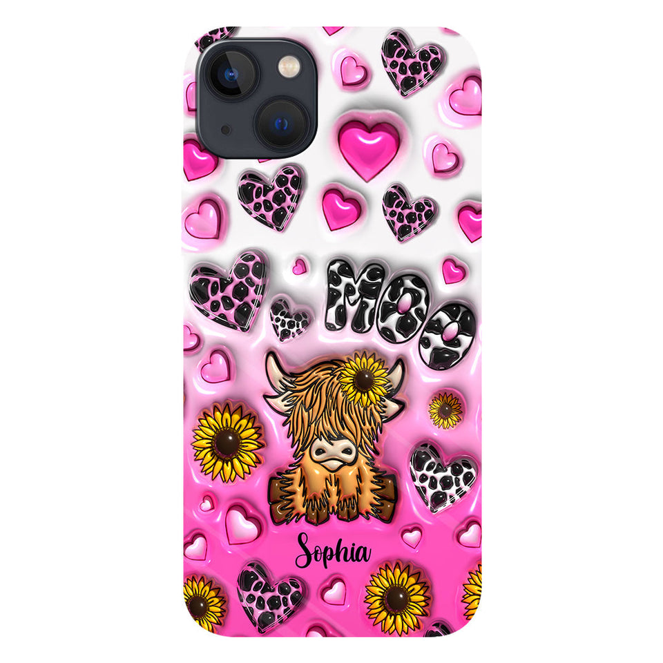 Sunflower Highland Cow - Personalized Full Print Phone Case