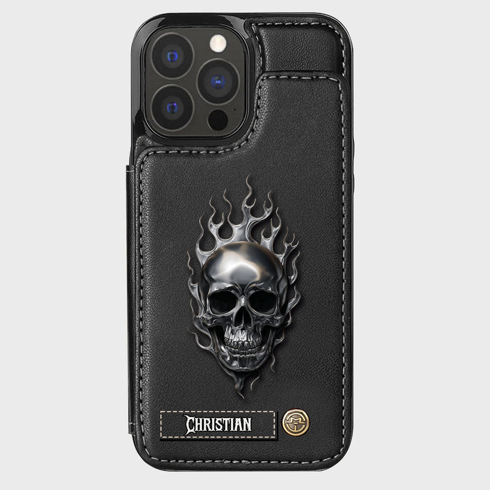 Fire Skull - Personalized Skull Wallet Phone Case