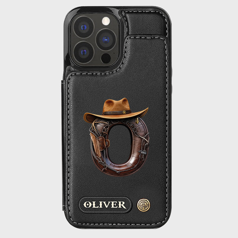 Western Style Name Initial Letter - Personalized Cowboy/Cowgirl Wallet Phone Case