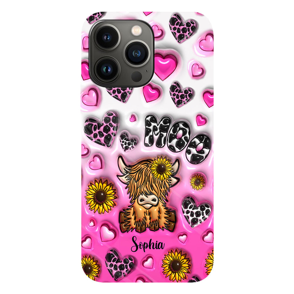 Sunflower Highland Cow - Personalized Full Print Phone Case