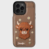 Adorable Highland Cow - Personalized Highland Cow Wallet Phone Case
