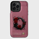Alphabet Red Rose And Butterflies - Personalized Luxury Wallet Phone Case