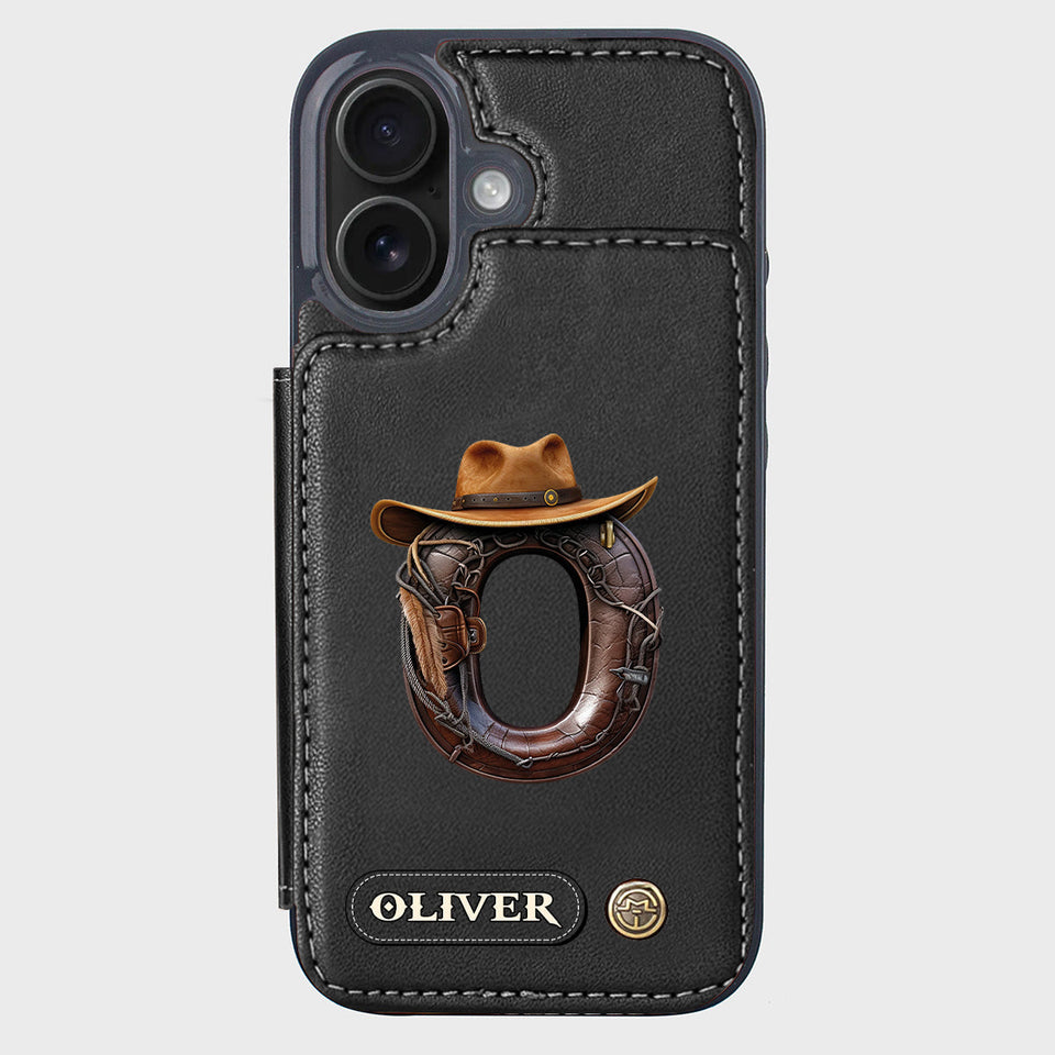 Western Style Name Initial Letter - Personalized Cowboy/Cowgirl Wallet Phone Case
