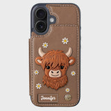 Adorable Highland Cow - Personalized Highland Cow Wallet Phone Case