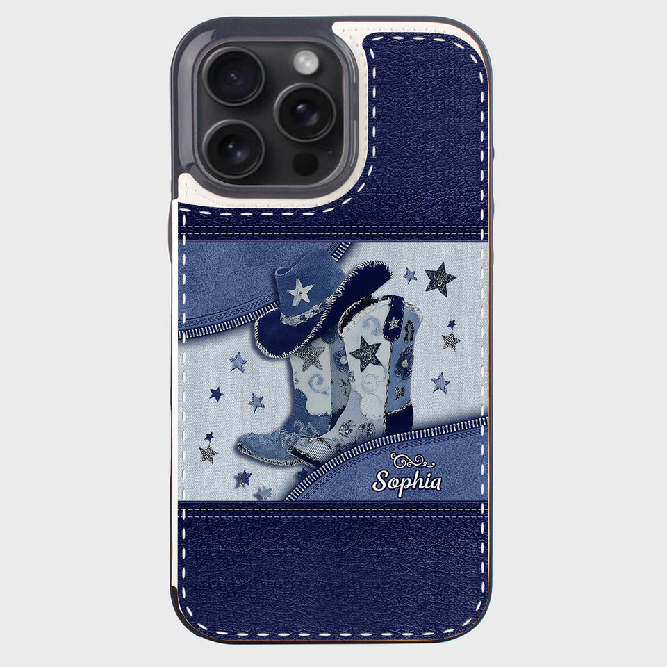 Cowgirl Boots - Personalized Cowgirl Foldable Wallet Phone Case