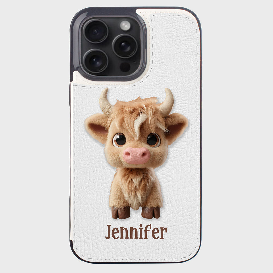 Cute Highland Cow - Personalized Highland Cow Foldable Wallet Phone Case