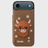 Adorable Highland Cow - Personalized Highland Cow Wallet Phone Case