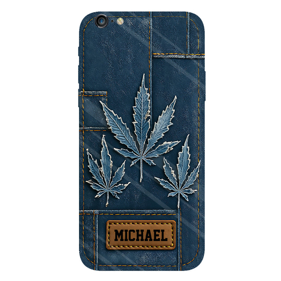 Distressed Denim Marijuanas - Personalized Weed Full Print Phone Case