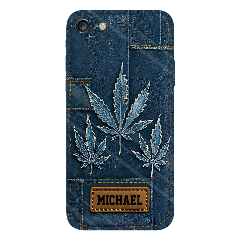 Distressed Denim Marijuanas - Personalized Weed Full Print Phone Case